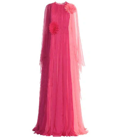 Gucci Appliquéd Color-block Silk-mousseline Gown In Usd