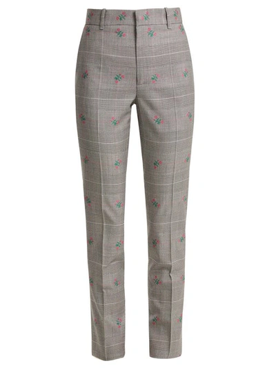 Gucci Flower Principe Di Galles 60s Straight-leg Pants In Grey Multi
