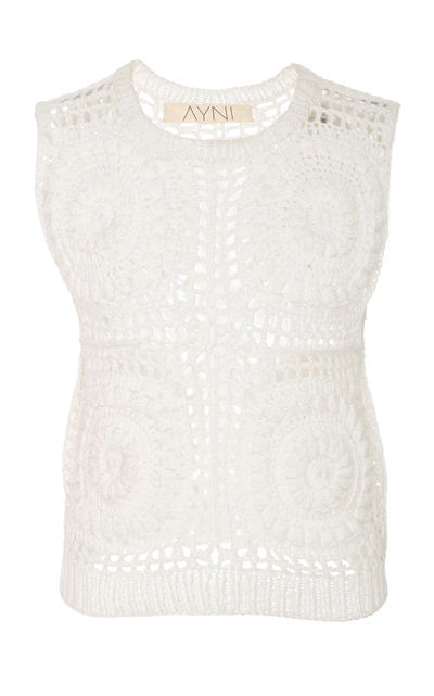 Ayni Zeida Squared Crochet Top In White