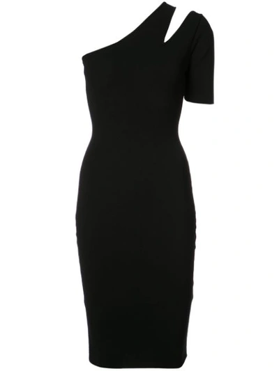 Milly One-shoulder Sliced Cocktail Dress In Black
