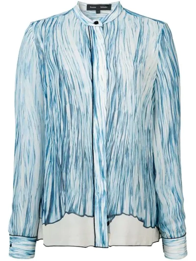 Proenza Schouler Long-sleeve Printed Silk Blouse In Blue