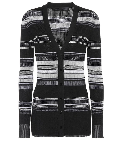 Proenza Schouler V-neck Multi-stripe Cardigan Sweater In Black Pattern