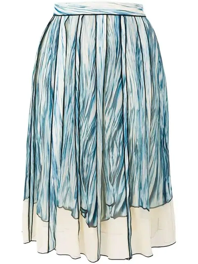 Proenza Schouler Printed Silk Pleated Skirt In Blue