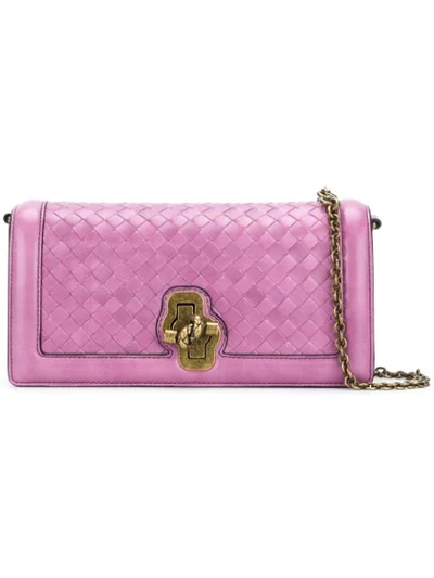 Bottega Veneta Olimpia Knot Clutch Bag W/ Shoulder Strap In Pink