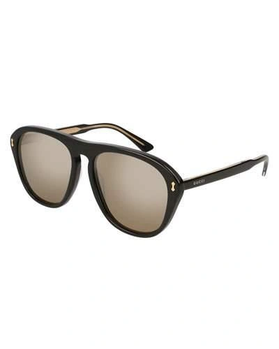 Gucci Polarized Square Acetate Sunglasses In Black Pattern