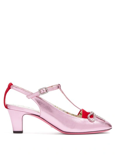 Gucci 55mm Anita Leather T-strap Pump In Pink