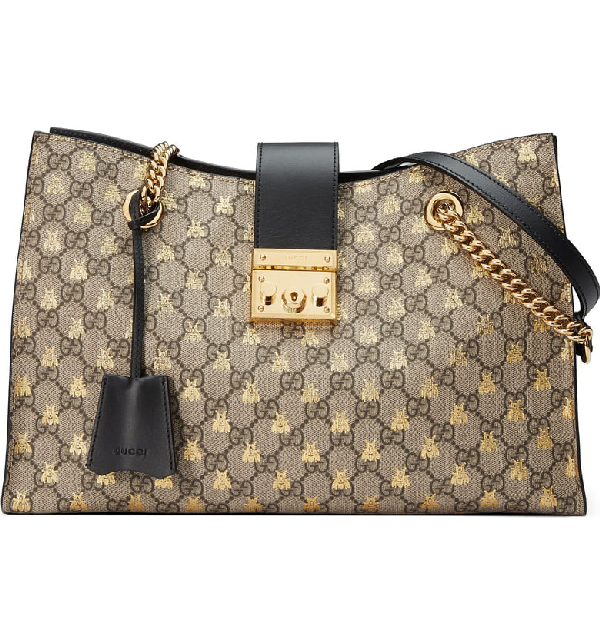 padlock gg supreme canvas medium shoulder bag