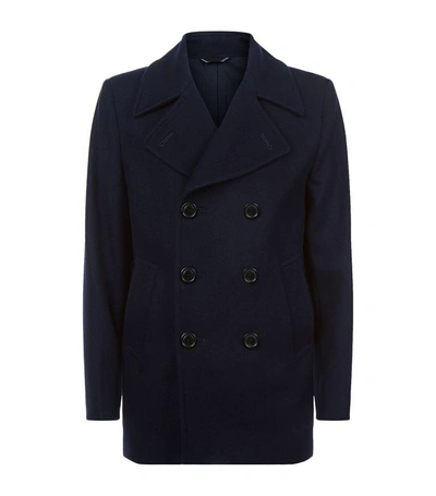 Gieves & Hawkes Double Breasted Pea Coat In Navy