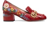 Gucci Women's Marmont Embroidered Patent Leather Mid Heel Loafers In Red