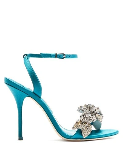 Sophia Webster Lilico Crystal-embellished Satin Sandals In Blue