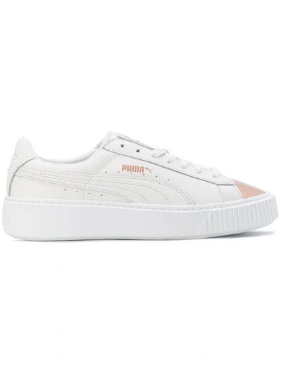 Puma Metallic Toe Lace-up Sneakers In White Rose