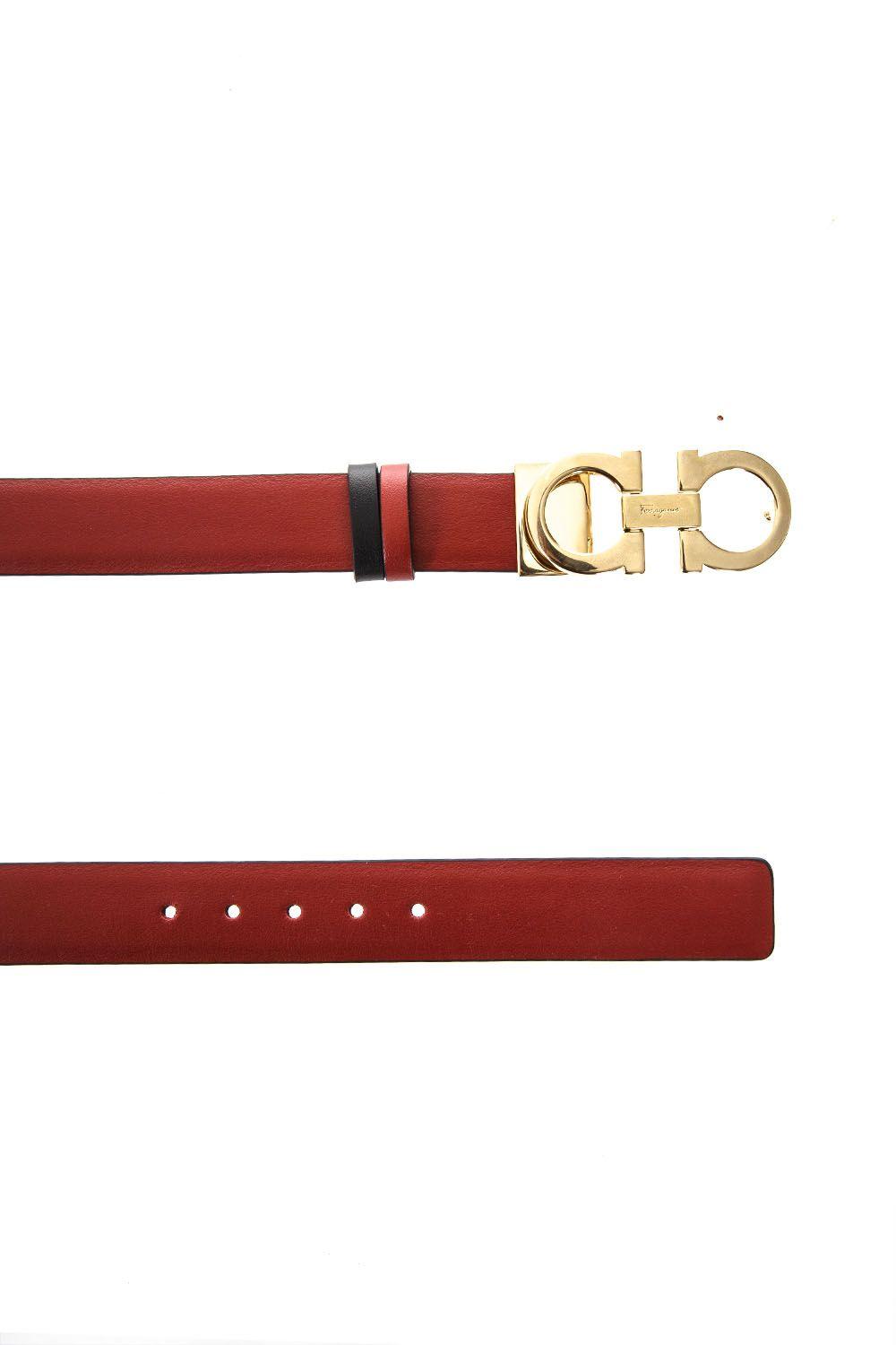 Salvatore Ferragamo Gancini Reversible Leather Belt In Red | ModeSens