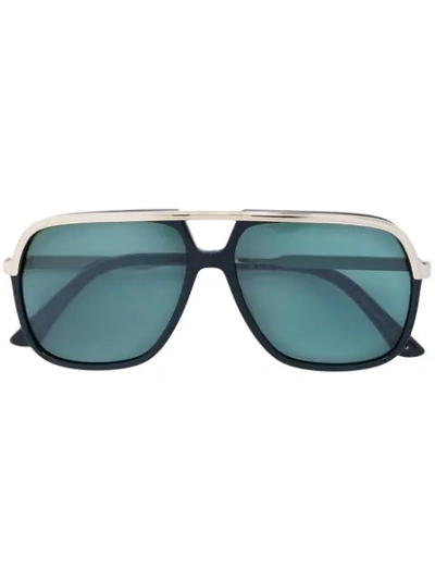Gucci Navigator-frame Sunglasses In 001blkgldgr