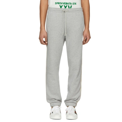 Gucci Appliquéd Loopback Cotton-jersey Sweatpants In Grey