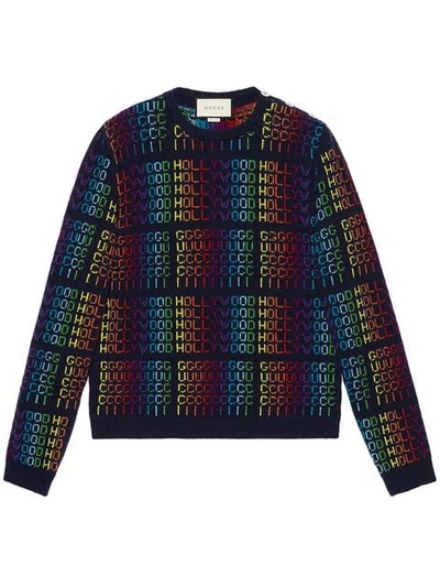 Gucci Hollywood Crewneck Jumper In Blue Multi