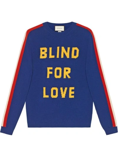 Gucci "blind For Love" And Tiger Wool Sweater In Ink