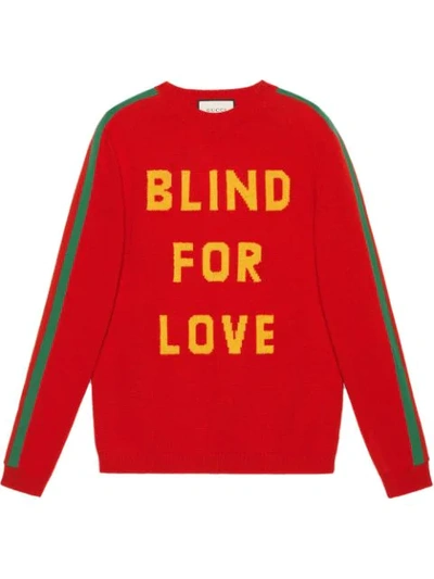 Gucci "blind For Love" And Bee Wool Jumper In Red