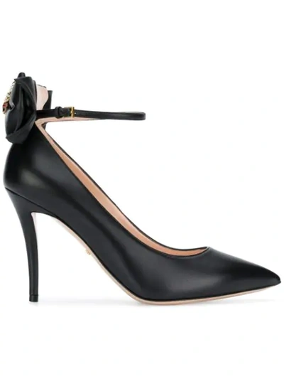 Gucci Leather Pump With Bow In Black