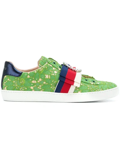 Gucci Ace Lace Sneakers In Green