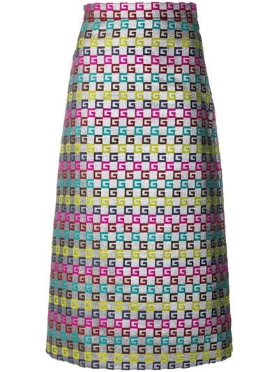 Gucci Metallic Jacquard Midi Skirt In Multicolor