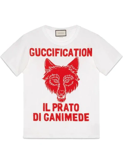 Gucci Oversize T-shirt With "il Prato Di Ganimede Fication" In White