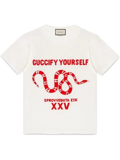 Gucci Fy Snake Print Tee In White
