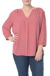 Nydj Floral Print Pleat-back Blouse In Amalfi Floral Sugar