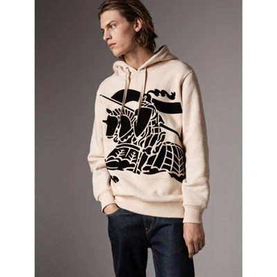 Burberry Equestrian Knight Device Cotton Hooded Sweatshirt In Natural White  | ModeSens