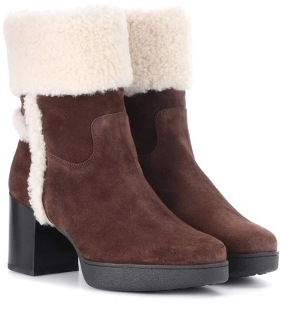 Tod's Suede Ankle Boots In Brown