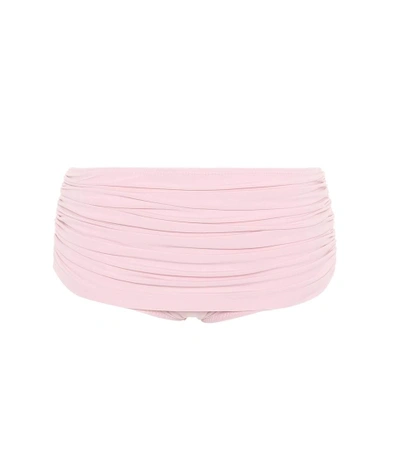 Norma Kamali Low-rise Ruched Bikini Bottoms In Pink