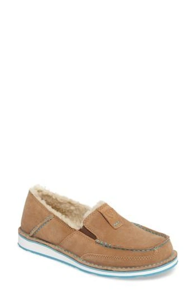 Ariat Cruiser Slip-on Loafer With Faux Shearling Lining In Fleece Dirty Taupe Suede