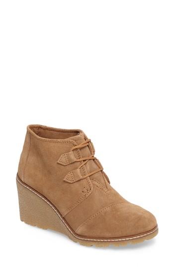 toms toffee suede wedge bootie