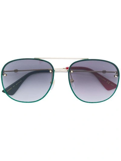 Gucci Oversized Aviator Sunglasses In Green