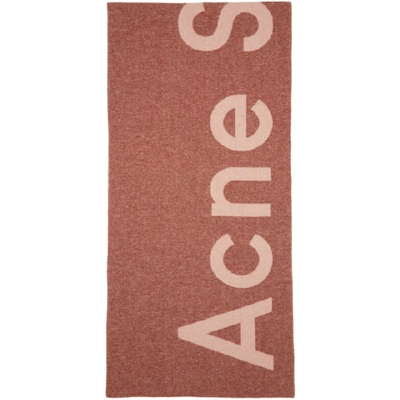 Acne Studios Toronto Logo-intarsia Wool-blend Scarf In Pink