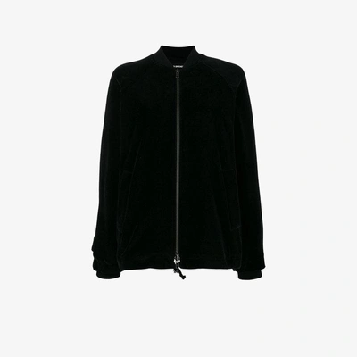 Ann Demeulemeester Velvet Drawstring Waist Bomber Jacket - Black