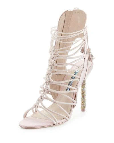 Sophia Webster Lacey Crystal Bridal Sandals In Heavenly Pink