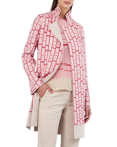 Akris Open-front Reversible Striped Cashmere Knit Cardigan Coat