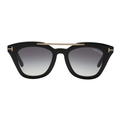Tom Ford Black Anna Sunglasses In 01b Black