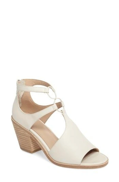 Eileen Fisher Lou Block Heel Sandal In Bone Leather