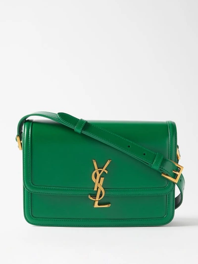 Saint Laurent Solferino Medium Ysl-plaque Leather Shoulder Bag In Green
