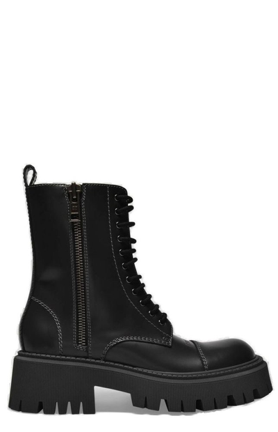 Balenciaga Tractor 20mm Lace Up Boots In Grey