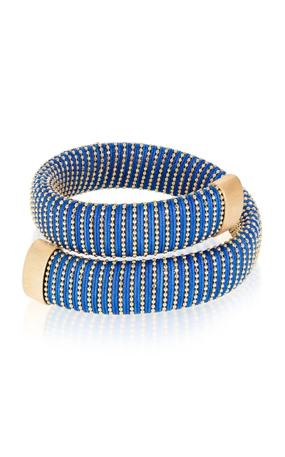Carolina Bucci Caro Gold-plated And Cotton Bracelet In Blue