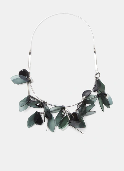 Marni Flower Necklace In Green In Black
