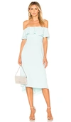 Halston Heritage Ruffled Off-the-shoulder Flounce Cocktail Dress In Foam