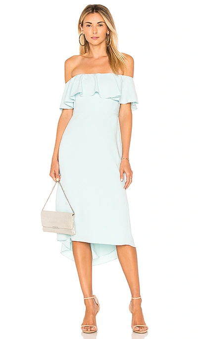 Halston Heritage Ruffled Off-the-shoulder Flounce Cocktail Dress In Foam