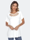 White Mark Crisscross Cutout Short Sleeve Top