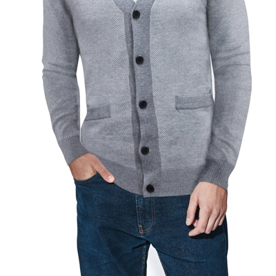 X-ray X Ray Casual Herringbone Cardigan Sweater In Grey