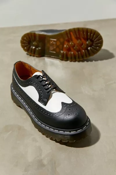 Dr. Martens 3989 Bex Smooth Leather Brogue Shoes In Black + White