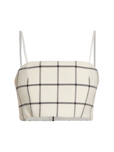 Alice And Olivia Pearle Spaghetti Strap Bustier In Off White Black
