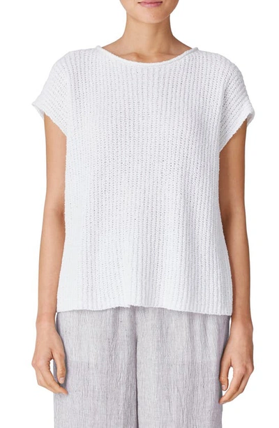Eileen Fisher Short Sleeve Organic Cotton Sweater In White